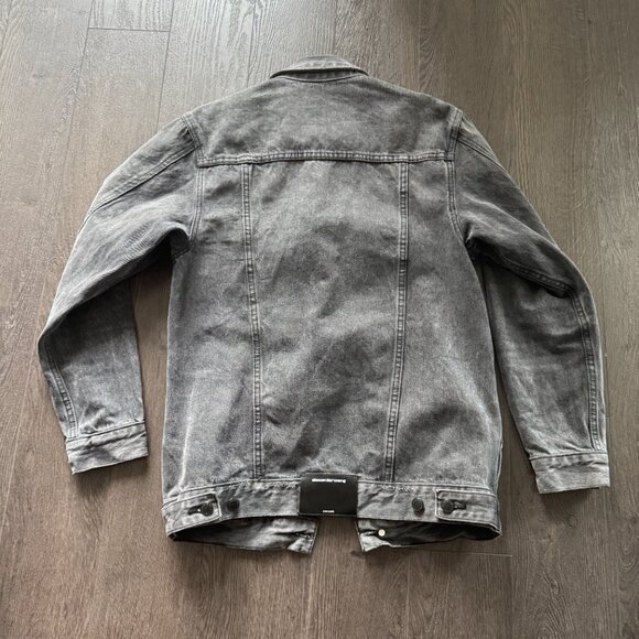 Alexander Wang A Wang Distressed Black Denim Jacket Shirt size 36 PREOWNED - Picture 7 of 10